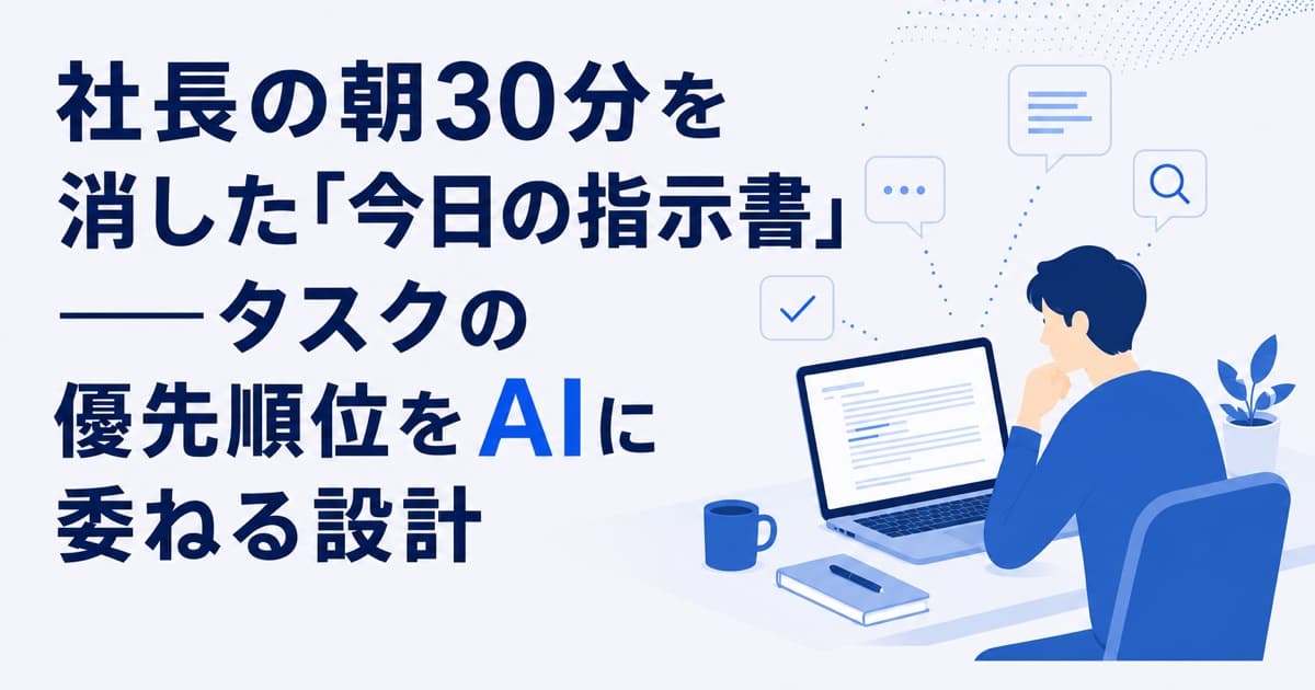 社長の朝30分を消した「今日の指示書」——タスクの優先順位をAIに委ねる設計