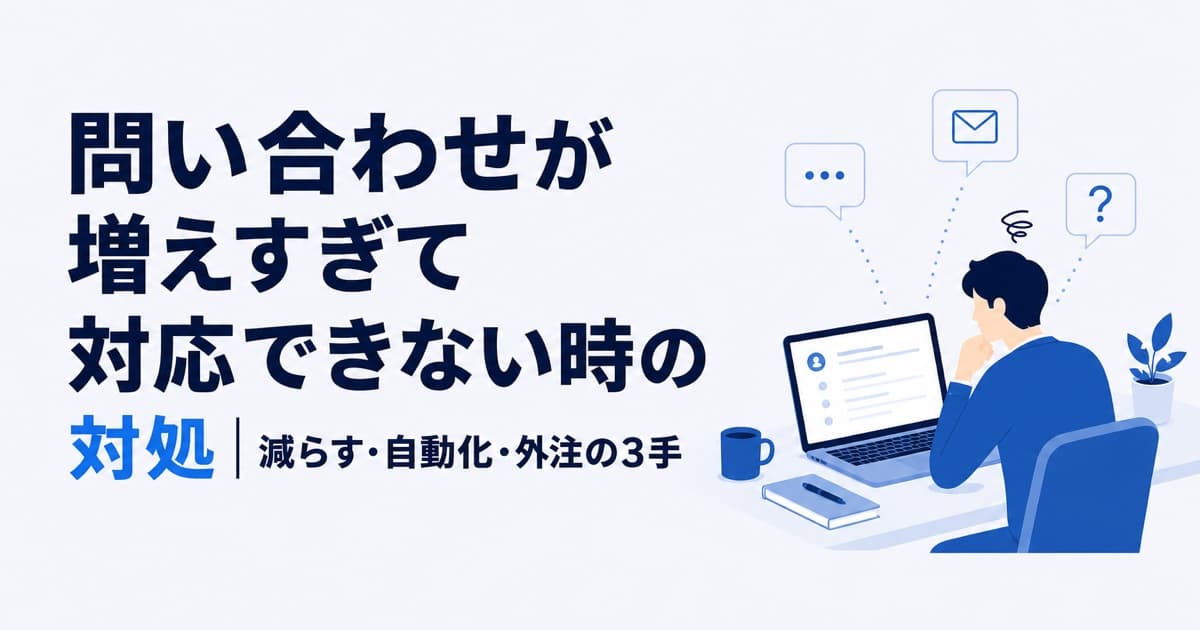 問い合わせが増えすぎて対応できない時の対処|減らす・自動化・外注の3手