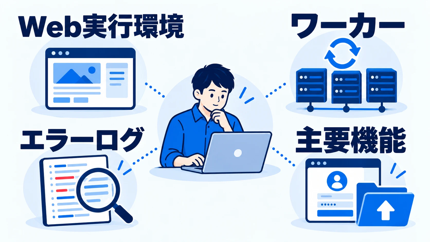 更新後にWeb実行環境、ワーカー、エラーログ、主要機能を確認する担当者